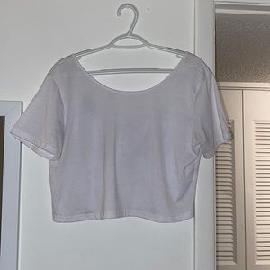 Shein - White Crop Top w Cross Back - M